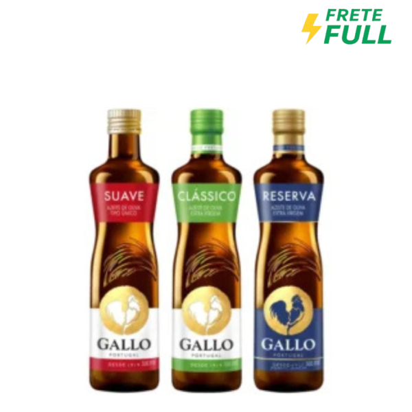 Kit Azeite de Oliva Gallo 3 Unidades - Tipo Único 500ml + Clássico 500ml + Reserva 500ml
