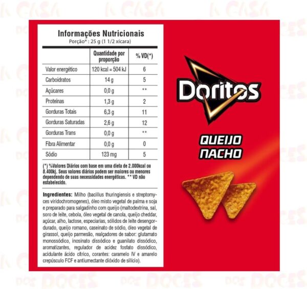 Doritos Queijo Nacho Elma Chips Pequeno Kit 10 Pacotes - Imagem 4