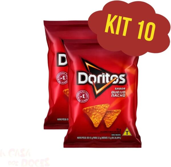 Doritos Queijo Nacho Elma Chips Pequeno Kit 10 Pacotes